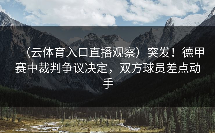 （云体育入口直播观察）突发！德甲赛中裁判争议决定，双方球员差点动手
