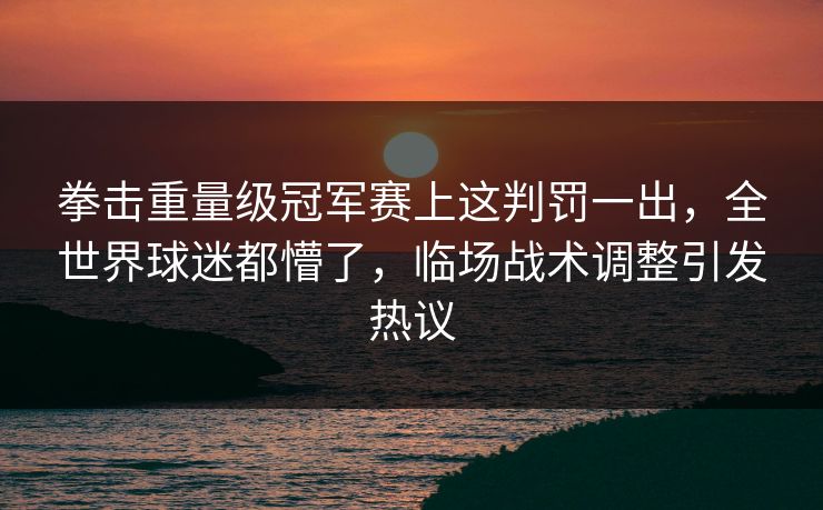 拳击重量级冠军赛上这判罚一出，全世界球迷都懵了，临场战术调整引发热议
